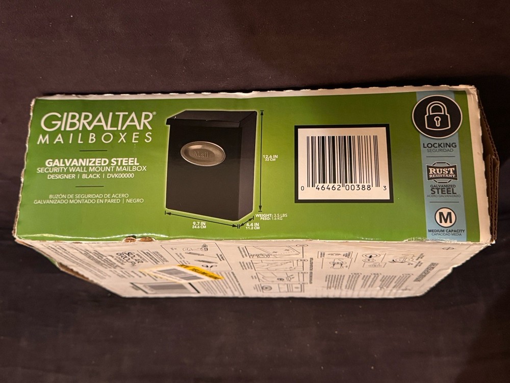 Gibraltar DVK00000 Wall-Mount Locking Mailbox, Black