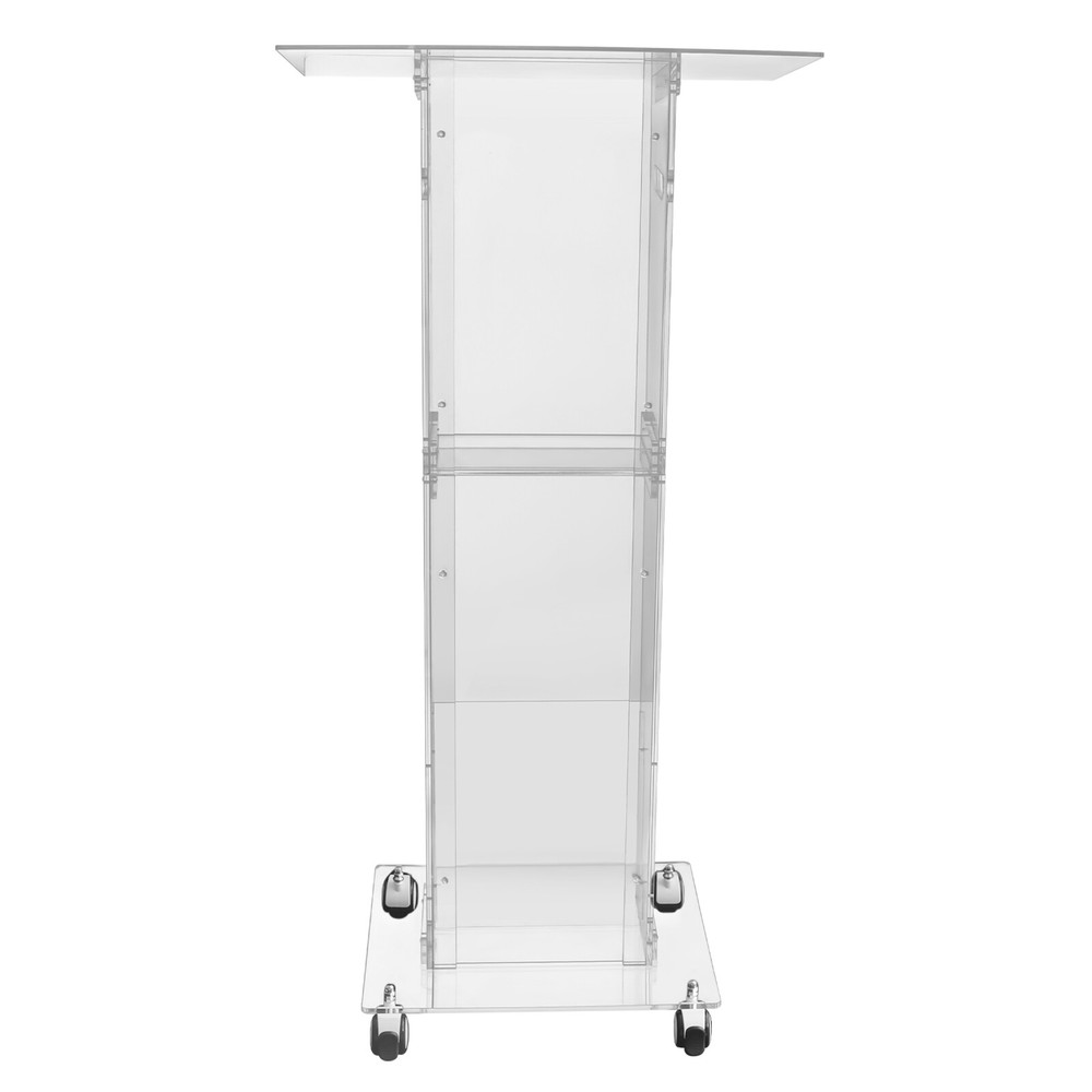 Acrylic Podium 48" Acrylic Podium Stand Reading Surface Storage Shelf Clear