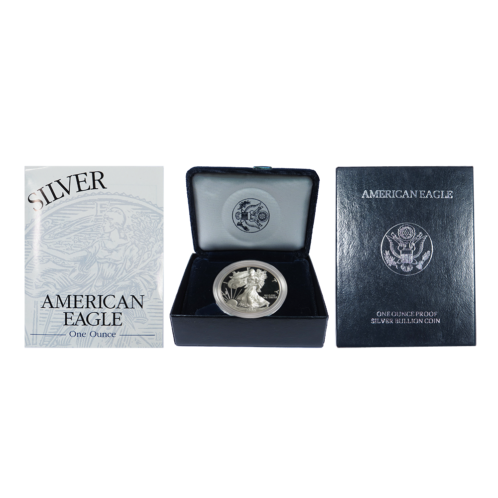 2000-P Proof $1 American Silver Eagle Box, OGP & COA