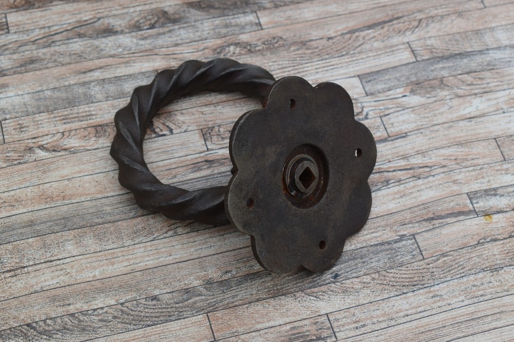 Vintage Style Cast Iron Flower Door Gate Knocker Pulls Drop Handle Home Decor