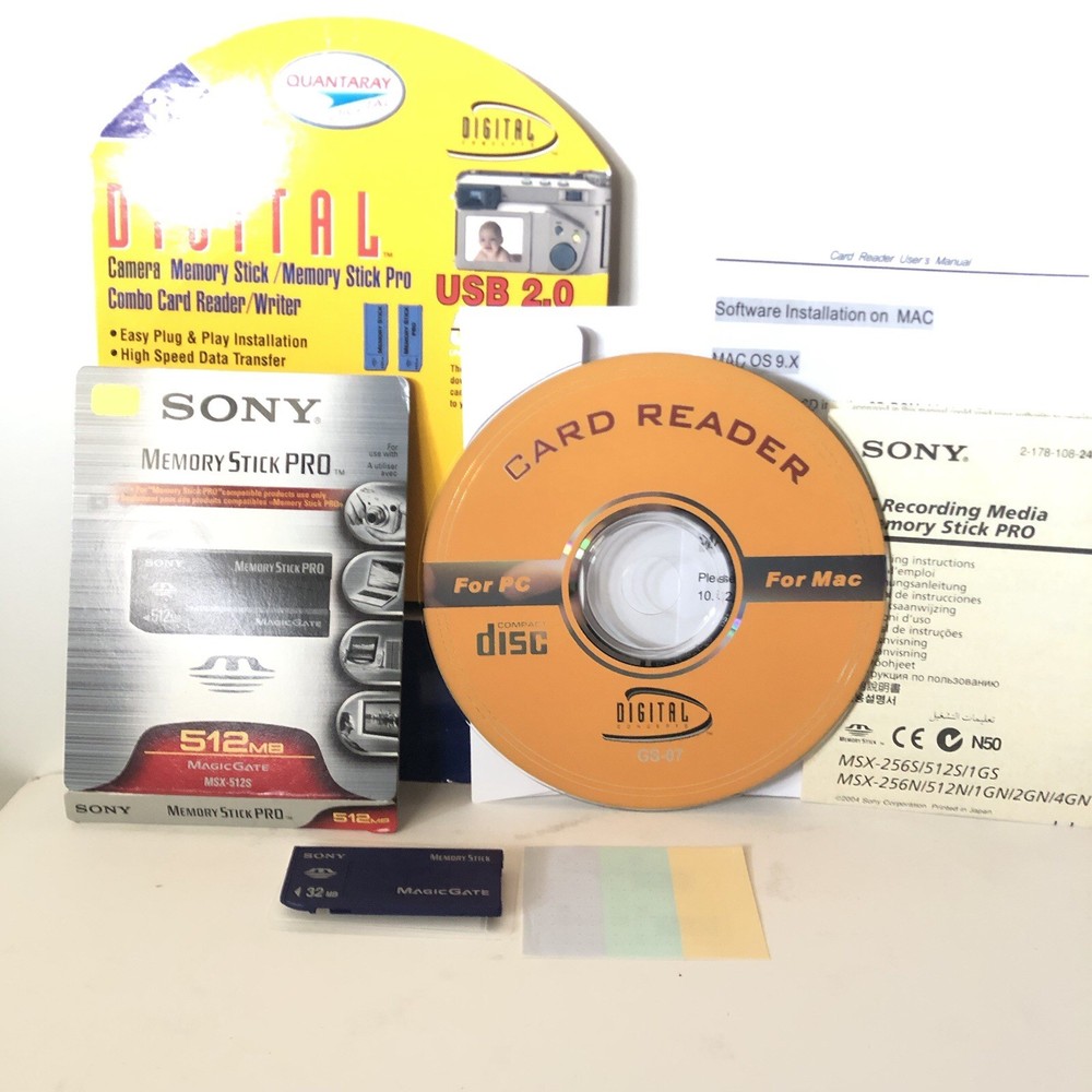 Sony Memory Stick Pro 32 MB Magic Gate Card Reader CD Disc