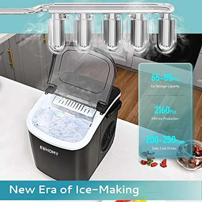 Countertop Ice Maker Machine with Handle, 26lbs in 24Hrs, for Kitchen/Camping/RV