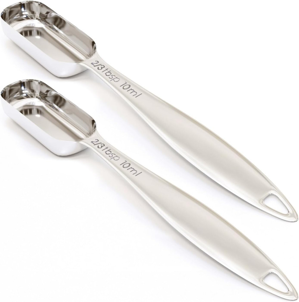 2PCS 2/3Tablespoon (2Tsp, 10Ml) Single Measuring Spoon, Individual Stainless Ste