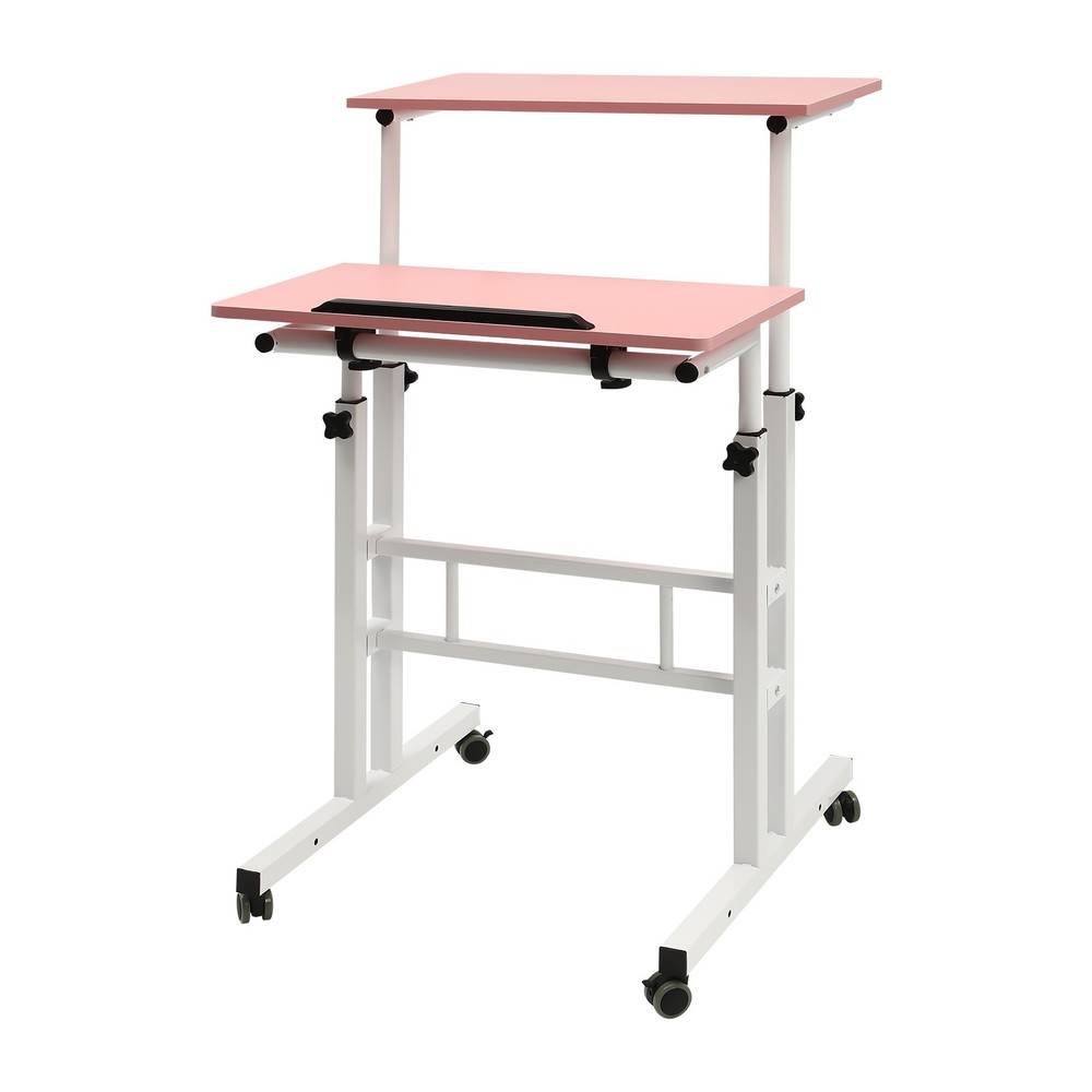 Height Adjustable Rolling Desk Laptop Table Home Office Working Drawing Desk