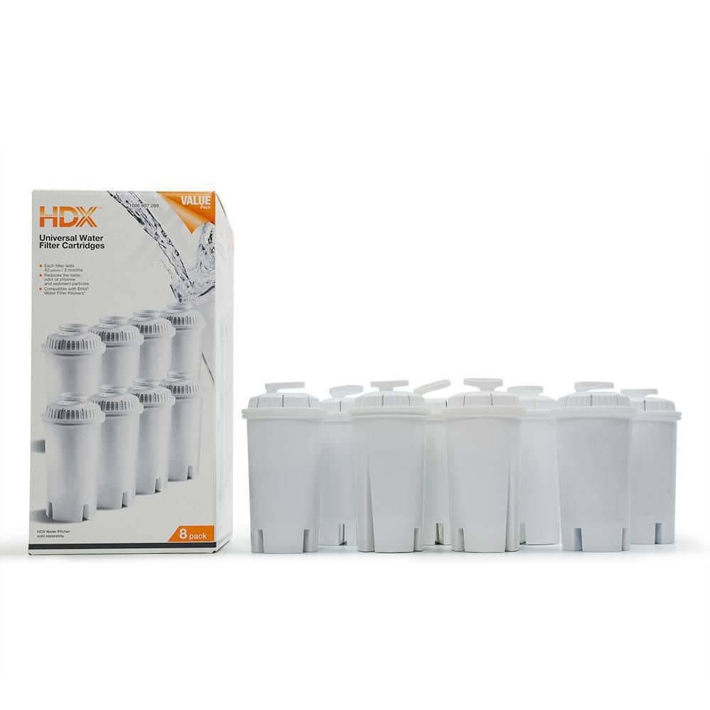 HDX Water Pitcher Replacement Water Filter Cartridges, BPA Free (8-Pack)