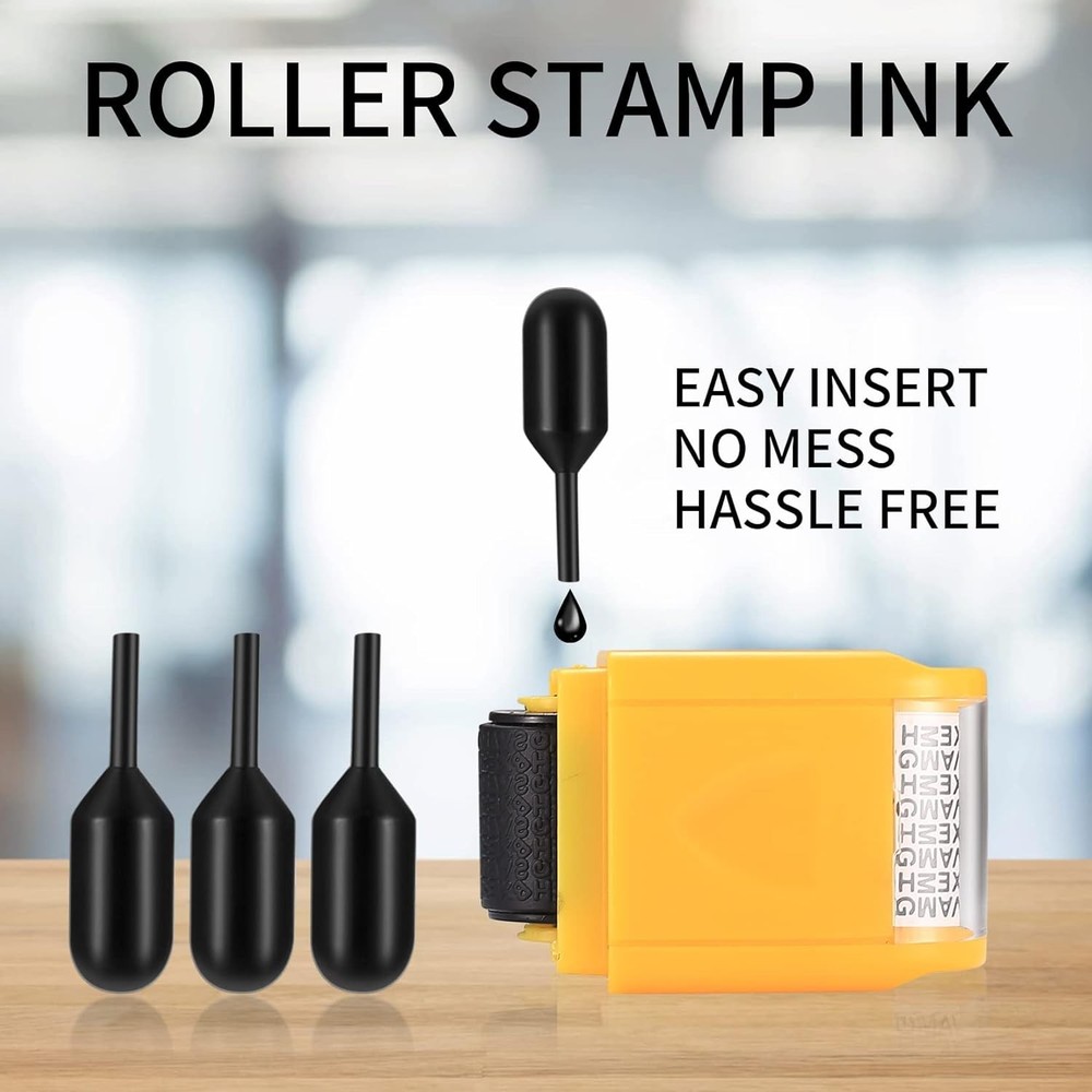 Identity Theft Protection Roller Stamps, 12 Pcs Black Replacement Rolling...