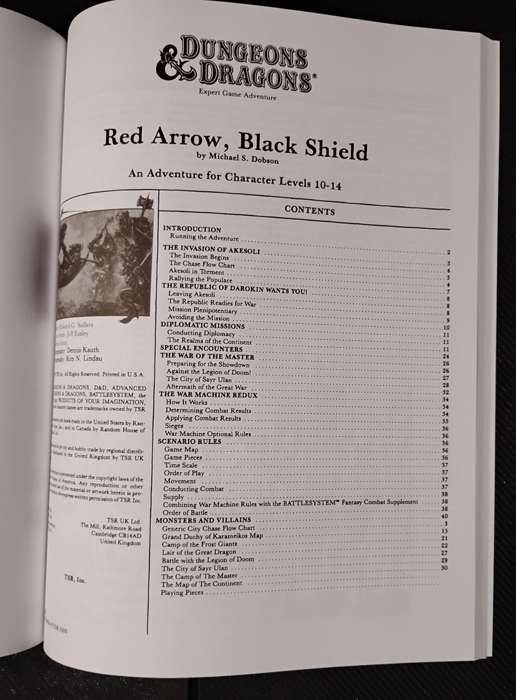 RED ARROW, BLACK SHIELD BASIC D&D MODULE X10 - Reprint Dungeons & Dragons TSR