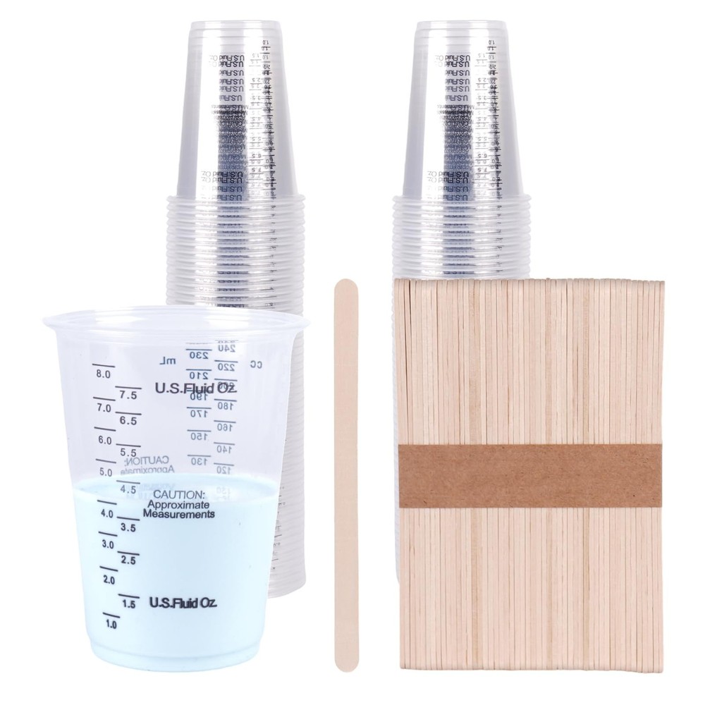 100-Pack Clear Plastic Measuring Cups – Graduated Disposable Mixing Cups for ...