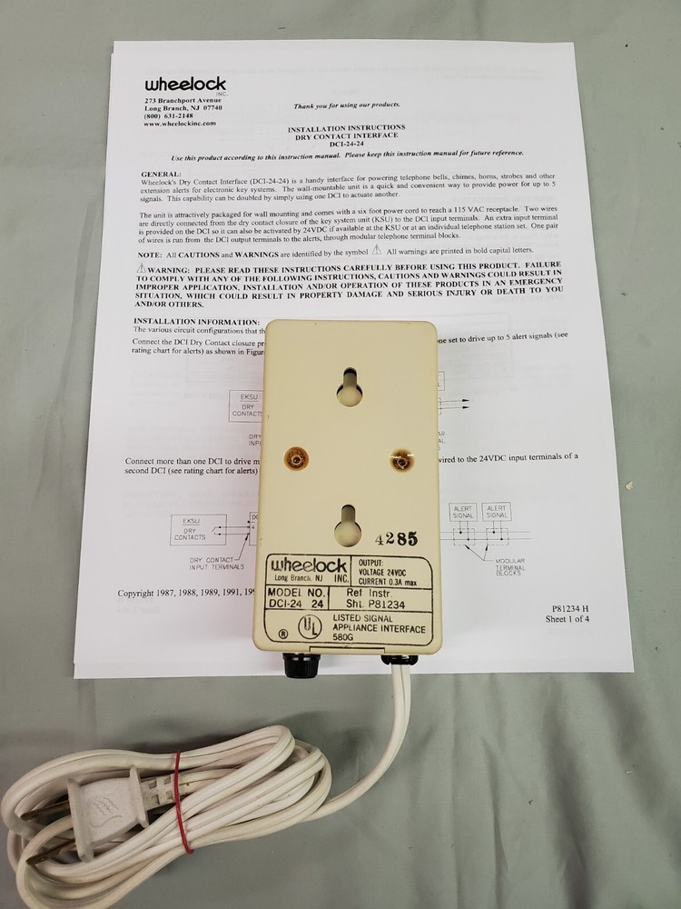 Wheelock DCI-24-24 Dry Contact Interface 120VAC Input 24VDC Output