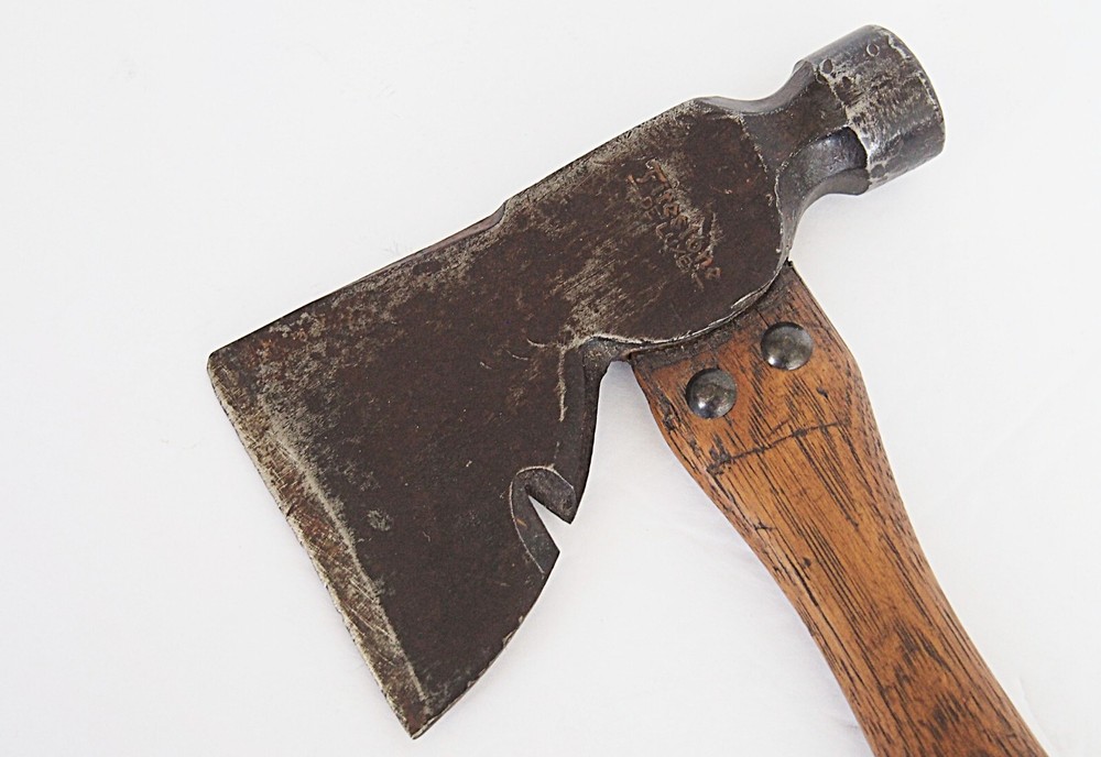 Firestone De Luxe Vintage Tomahawk Hatchet Axe Wood Handle Leather Strips