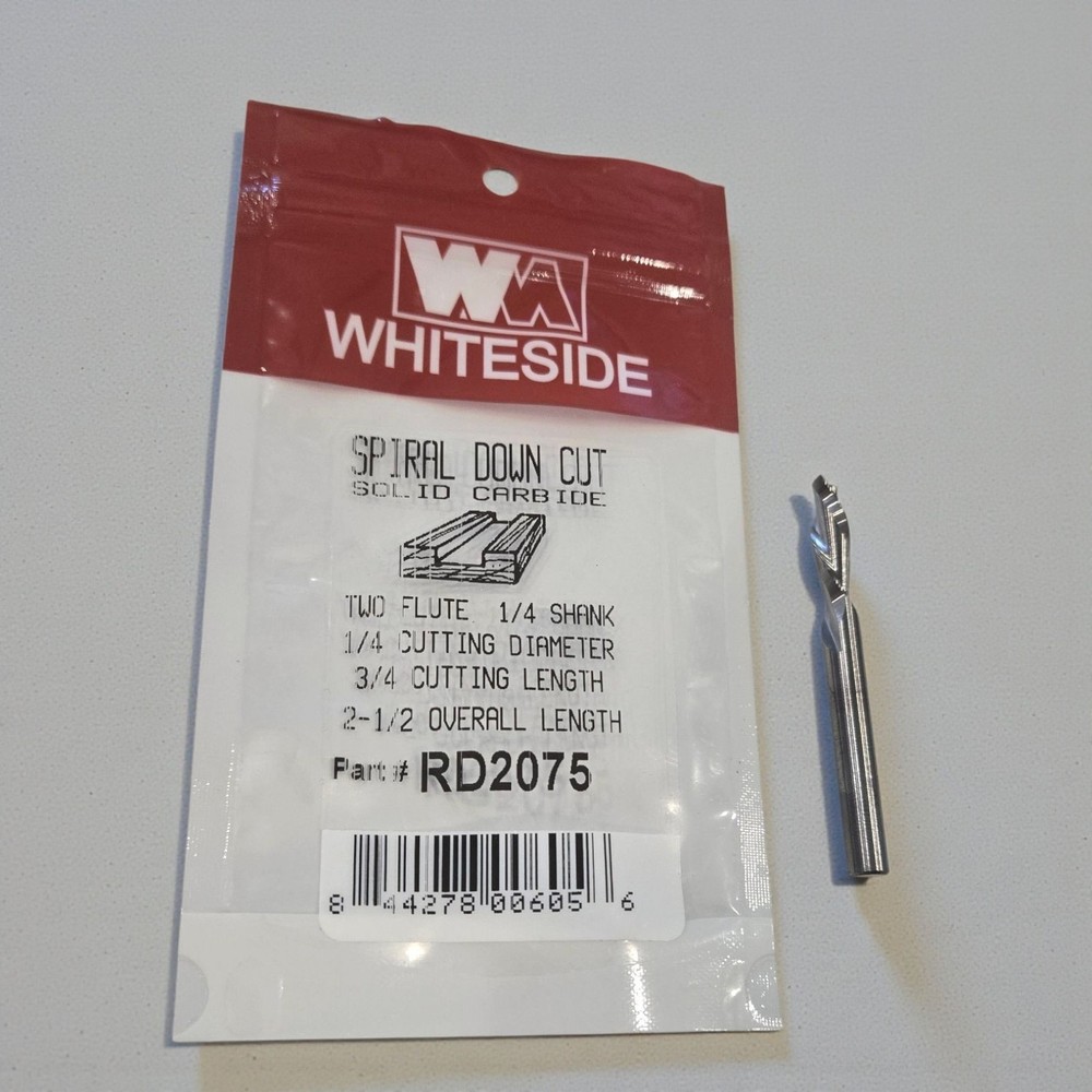 Whiteside Downcut Spiral Standard Router Bit – Model RD2075 – Solid Carbide