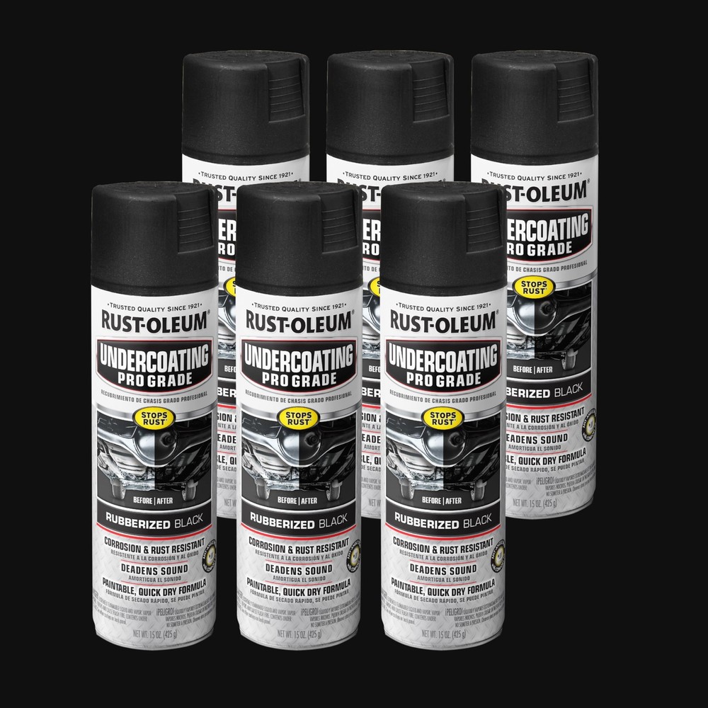 Stops Rust Undercoating Spray Rubberized Black 15oz 6 Pack