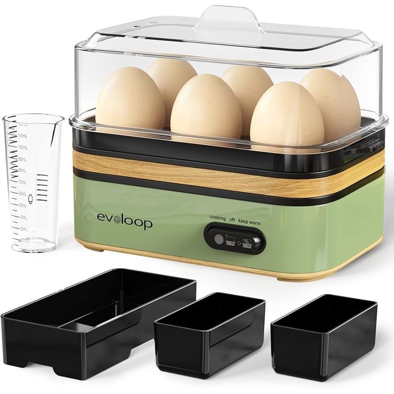 Multi Functional Egg Cooker 6 Egg Capacity Easy Clean Rapid Cooking Poached Eggs