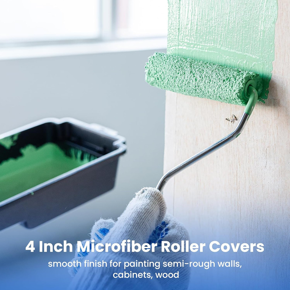 Microfiber Paint Roller Covers, 20 Pack 4 Inch Microfiber Roller Covers with Rol
