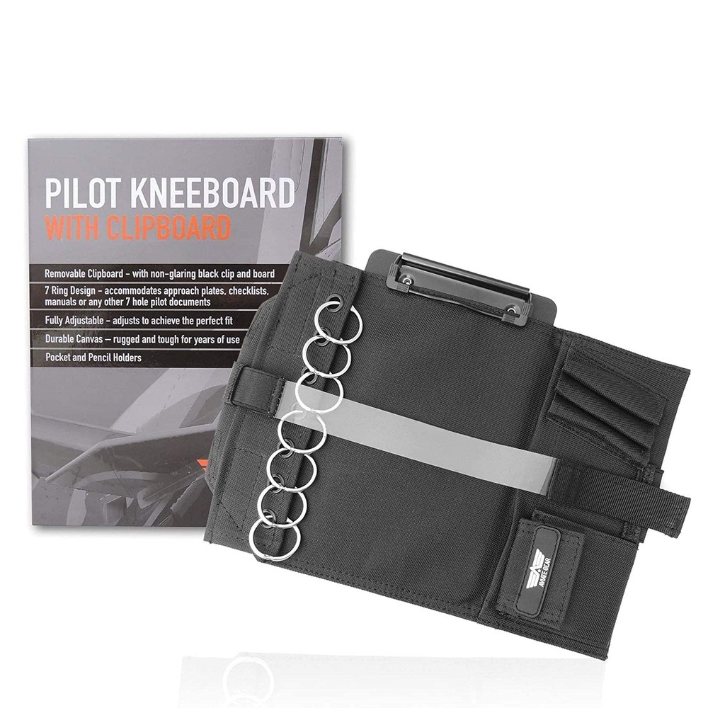 Performore Pilot Kneeboard - includes Clipboard, Knee Strap & 7 Rings - Organ...