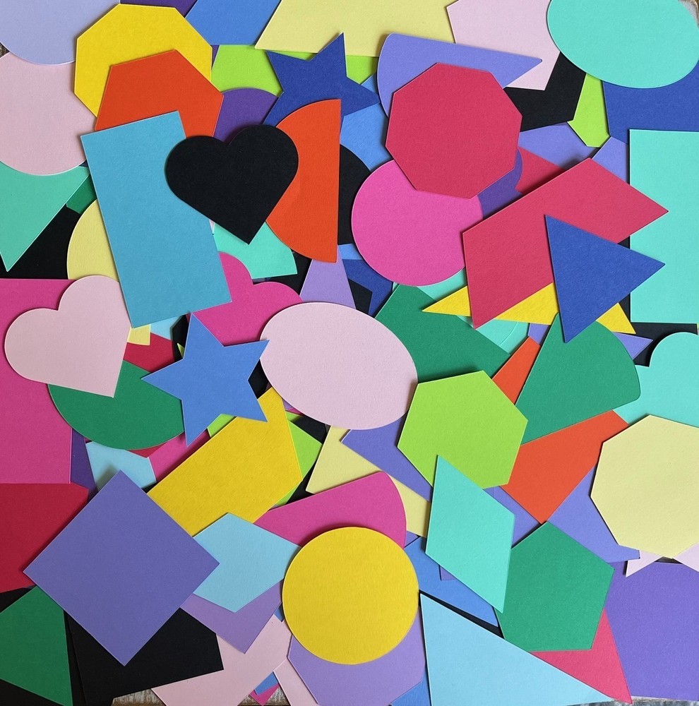 250 Geometric shapes cutouts solid colored learning shapes math crafts grab bag