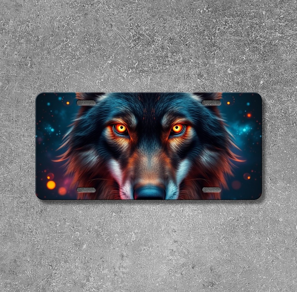 Intense Wolf License Plate Personalized Car Tag Birthday Gift
