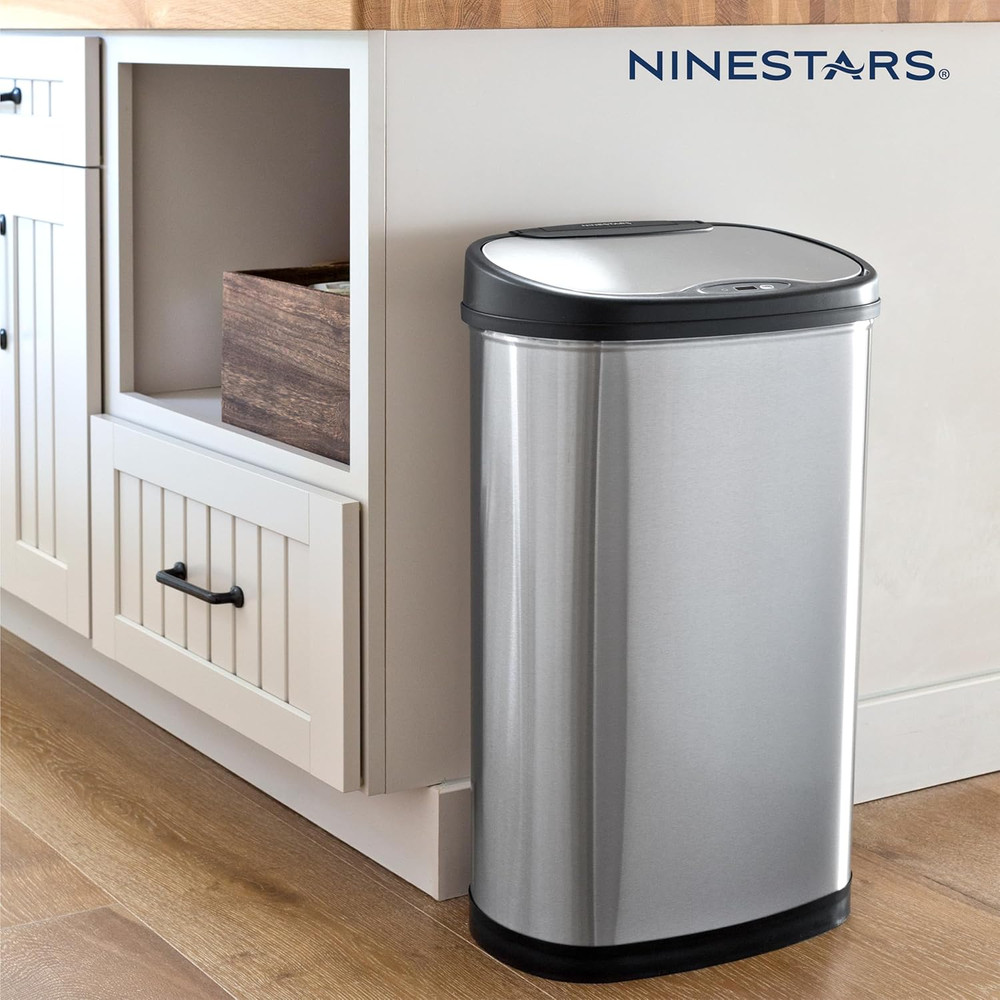 DZT-50-25 Motion Sensor Trash Can, Large, Silver