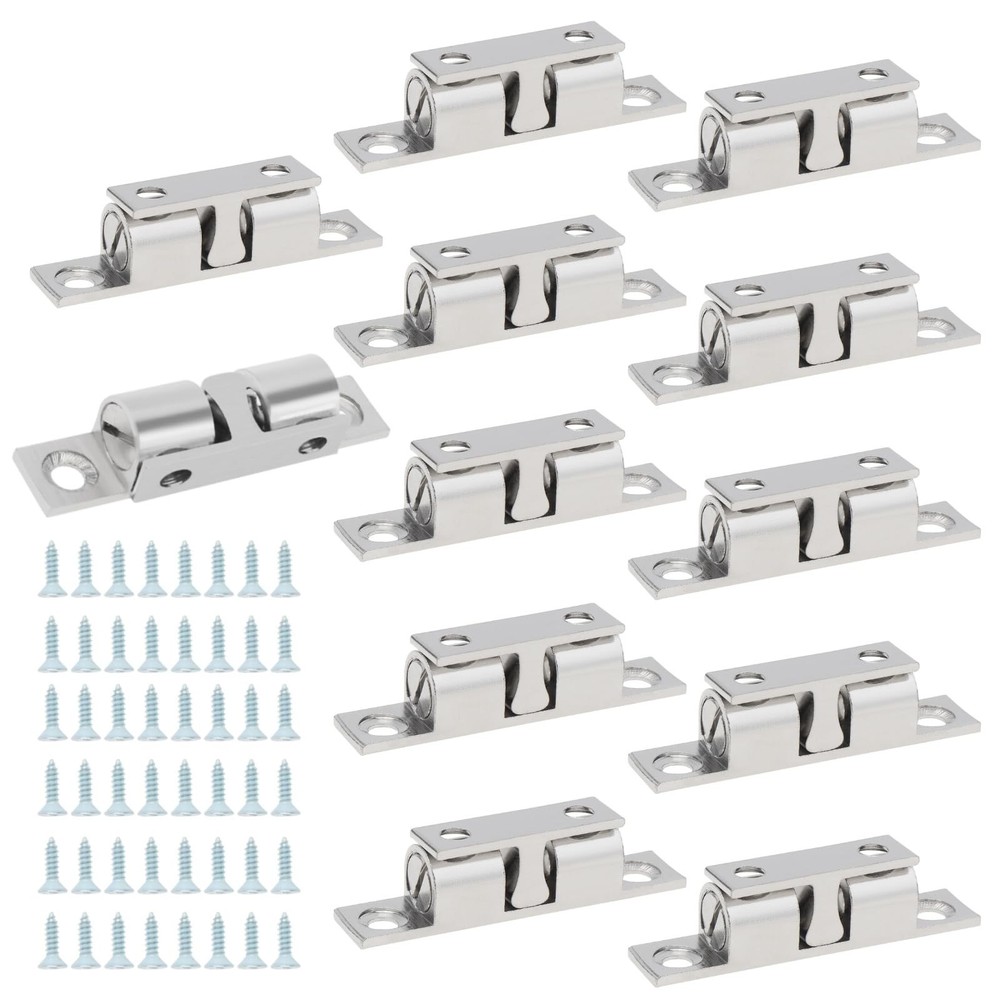 12Pcs Double Ball Roller Catch Latch, 48mm Solid Brass Cabinet Hardware, Screws