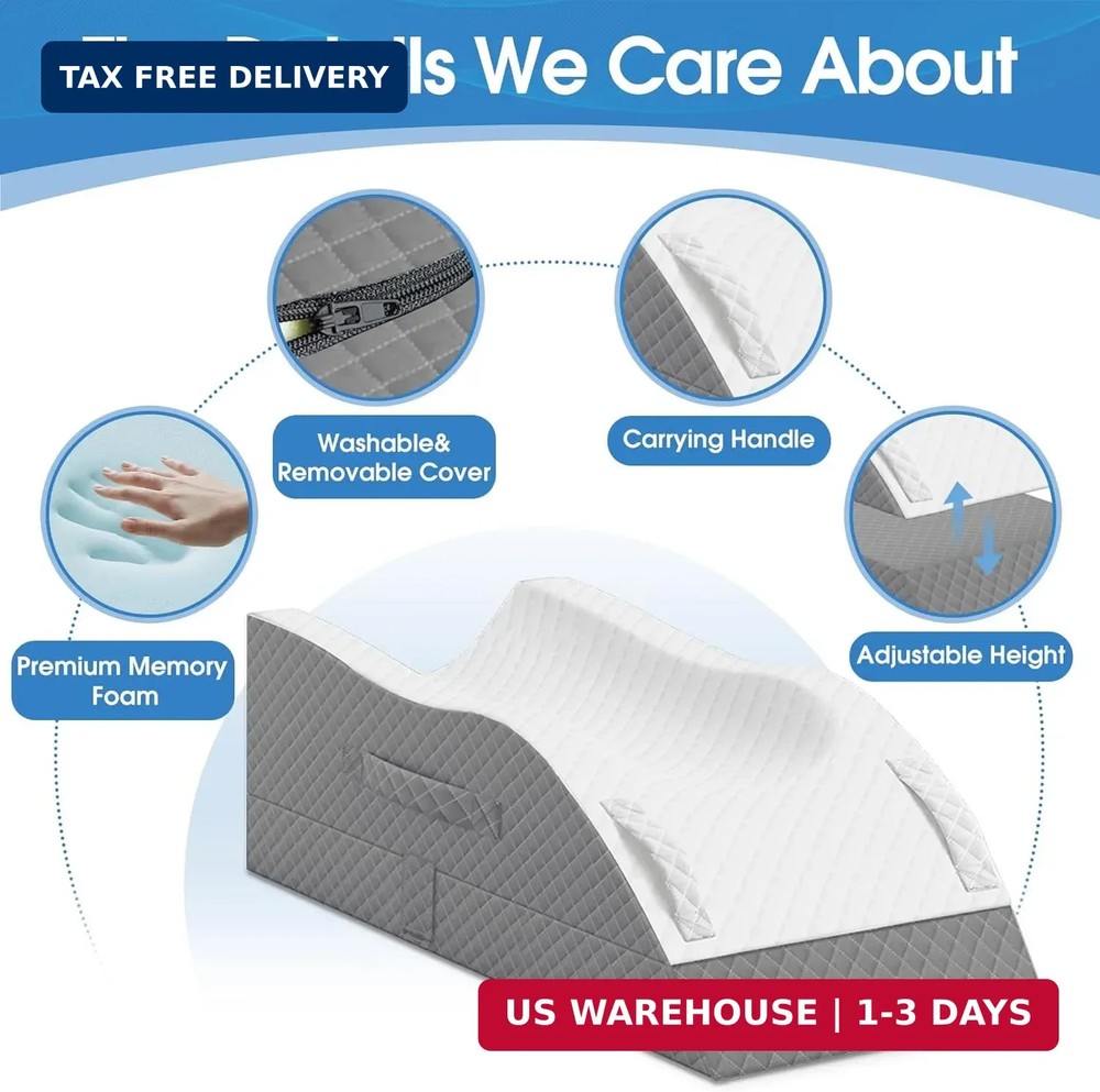 TranquilRelax Elevation Pillows for Leg After Surgery, Memory Foam Adjustable Le