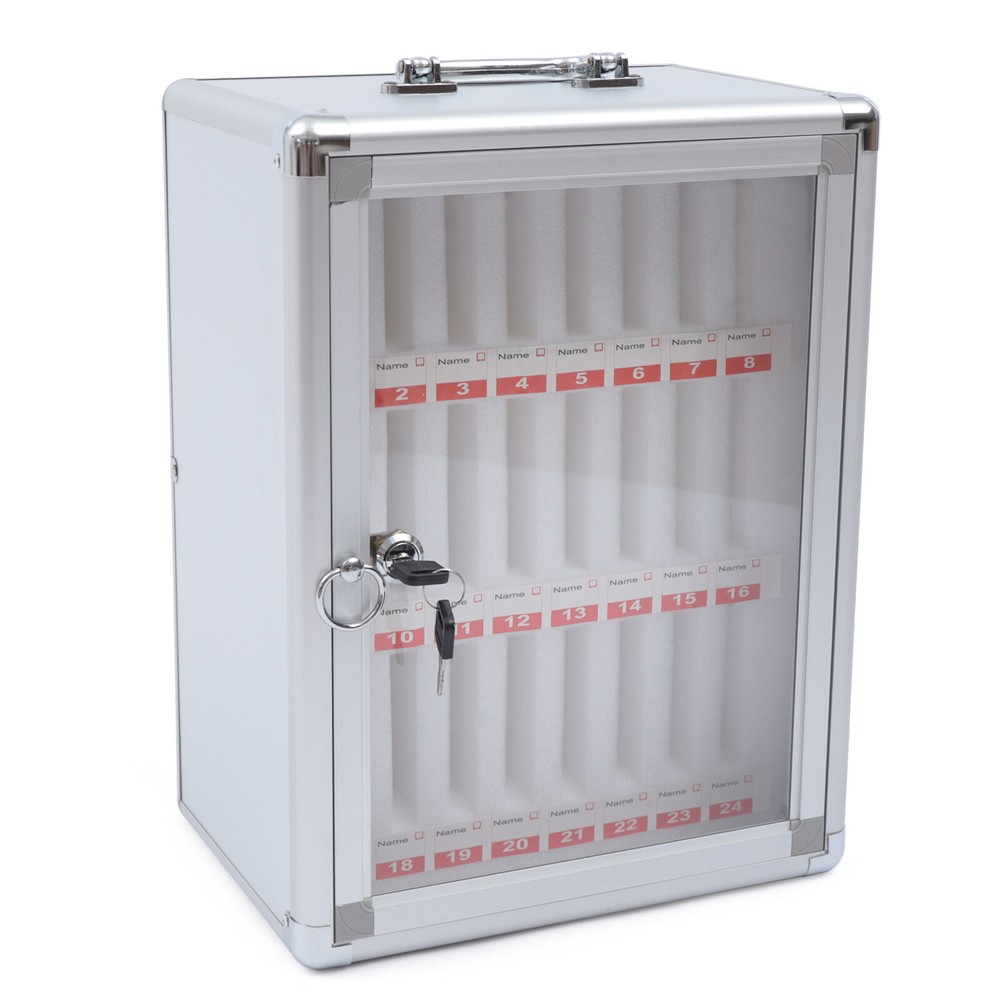 Wall Mount Cell Phone Storage Cabinet 24 Slots Pocket Chart Desktop Lockable