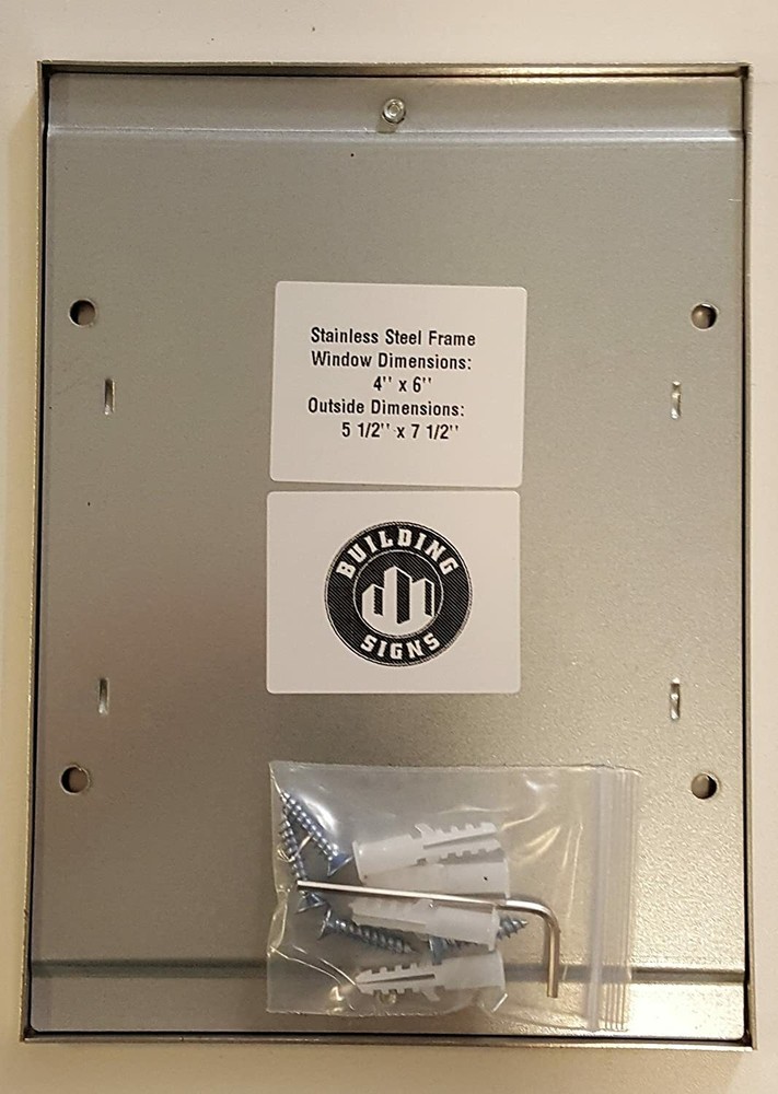 Elevator certificate frame 4x6 stainless Steel -REF24-1027