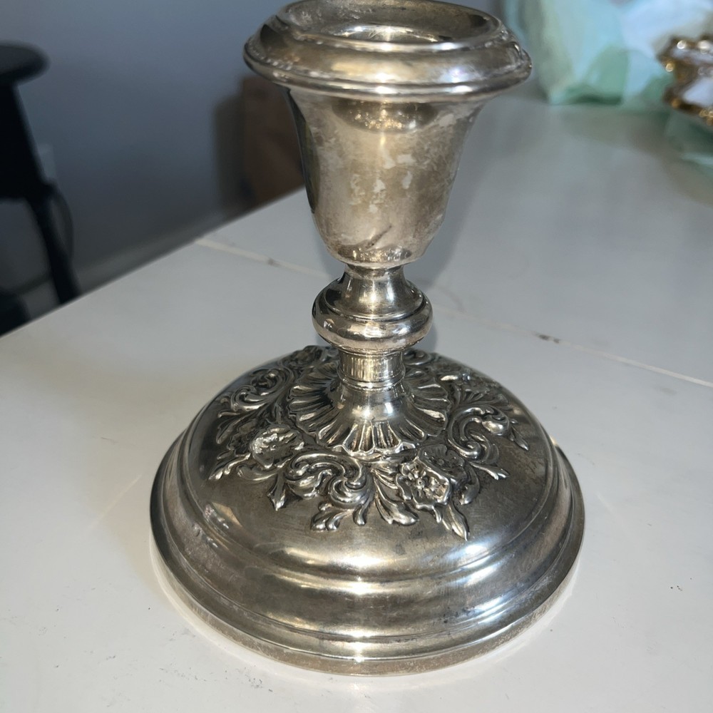Gorham Sterling Candlestick Holder Floral Base Weighted. 4.5”