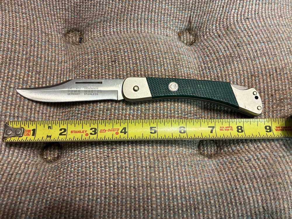 VINTAGE 470 PUMA MASTER FOLDING LOCK BACK KNIFE Handmade GERMANY Green