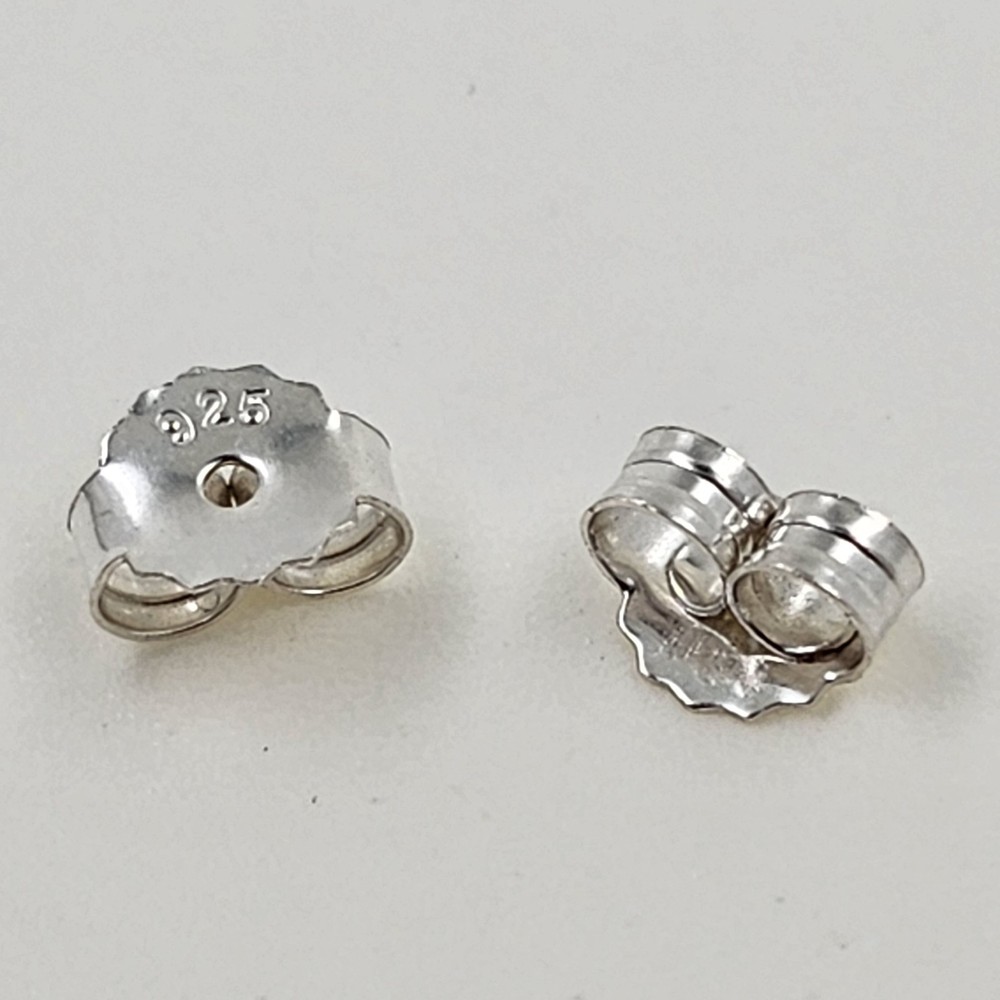 925 Sterling Silver 6.6x5.6mm Earring Backs 2pcs Heavy Secure Stud Earrings