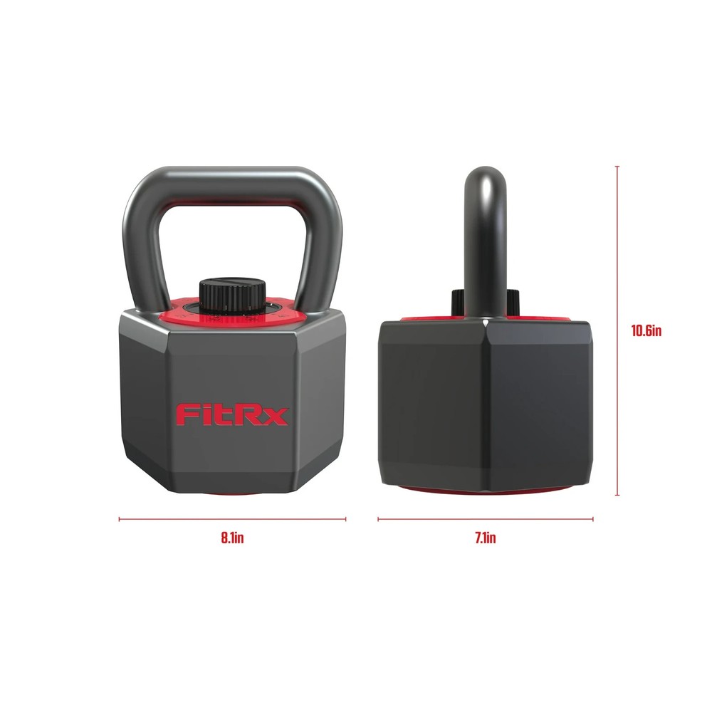FitRx 25 lbs SmartStack Wide handle Adjustable Kettlebell, 40 lbs, Black