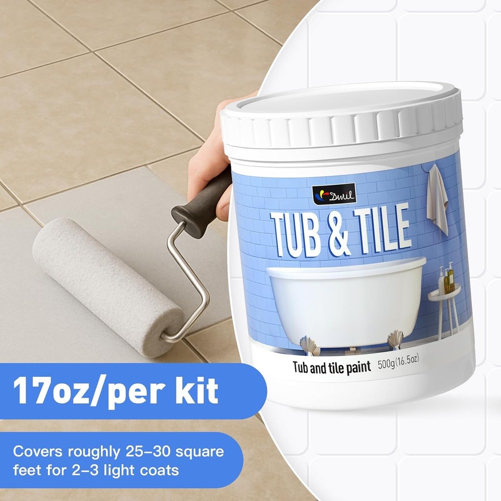 Bathtub Tile Paint 16.5 fl oz, water-based formula, low odour