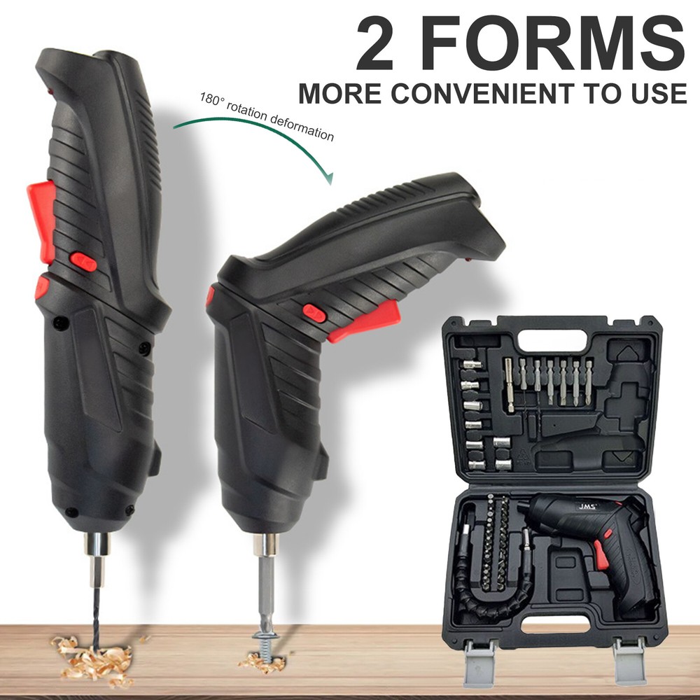 48PCS Mini Electric Rechargeable Cordless Screwdriver Drill Set w/ Bits & Lights