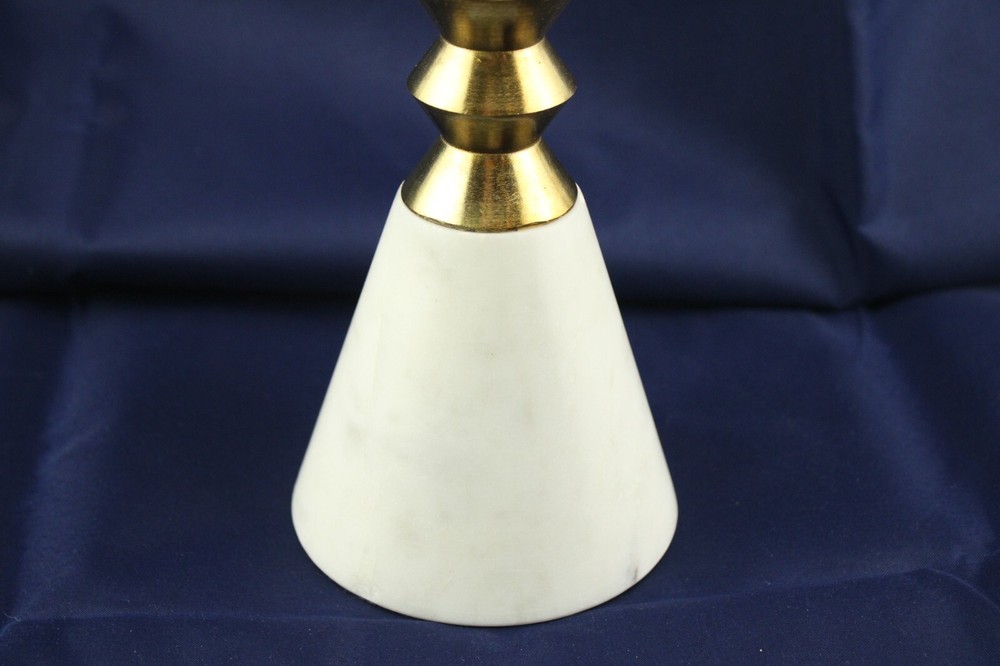 Marble Candleholder Brushed Gold 7 1/2" Tall