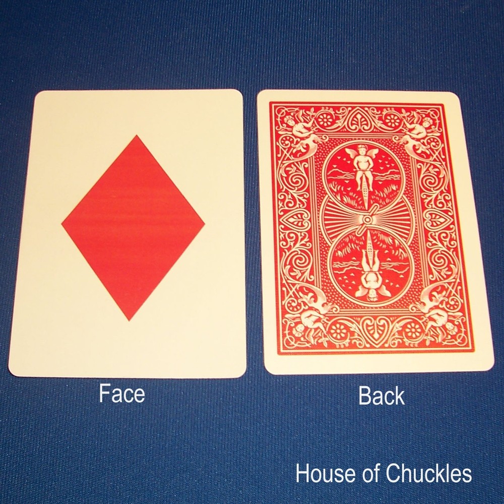 Large Red Diamond, Bicycle Custom Printed Gaff Card, Red