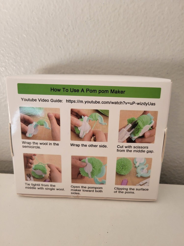 Set A Four Pom-Pom Makers, Tiny Small Medium Large Open Box Complete