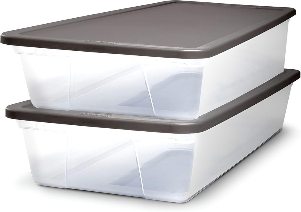 Compact 2-Pack Clear Plastic Storage Containers, 28 Quart - Stylish & Functional