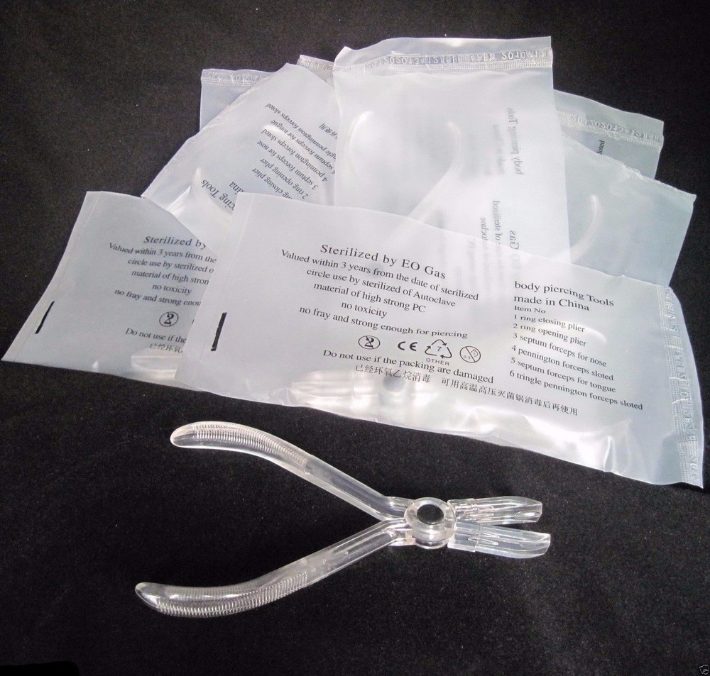 New 5 × White Disposable Piercing Closing Forcep Clamp Plier Tool Supply