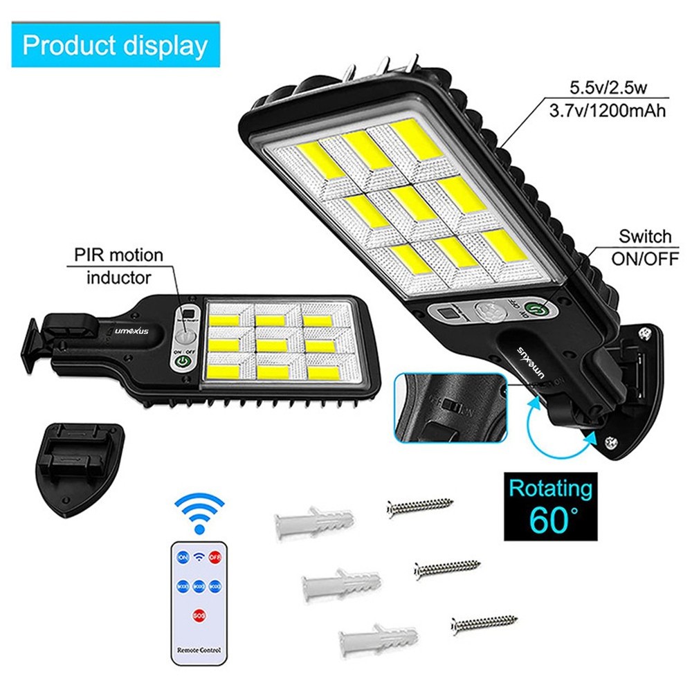 4x- Solar Motion Sensor Light 180° Adjustable Panel IP65 3 Lighting Modes