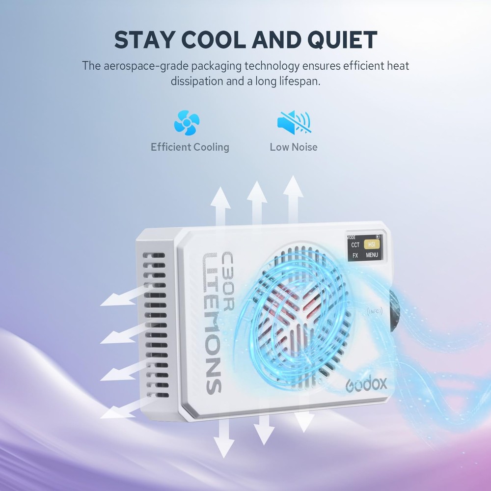 C30R RGB Light Panel 30W, Portable Led Video Light Panel w/Diffusion, 1800K~1...