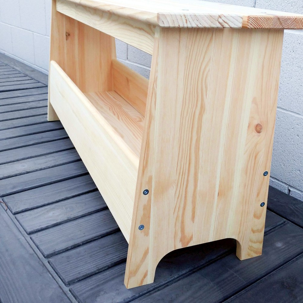 IKEA Solid Pine PERJOHAN Bench w/ storage, Unfinished Wood Rustic Nordic Cottage