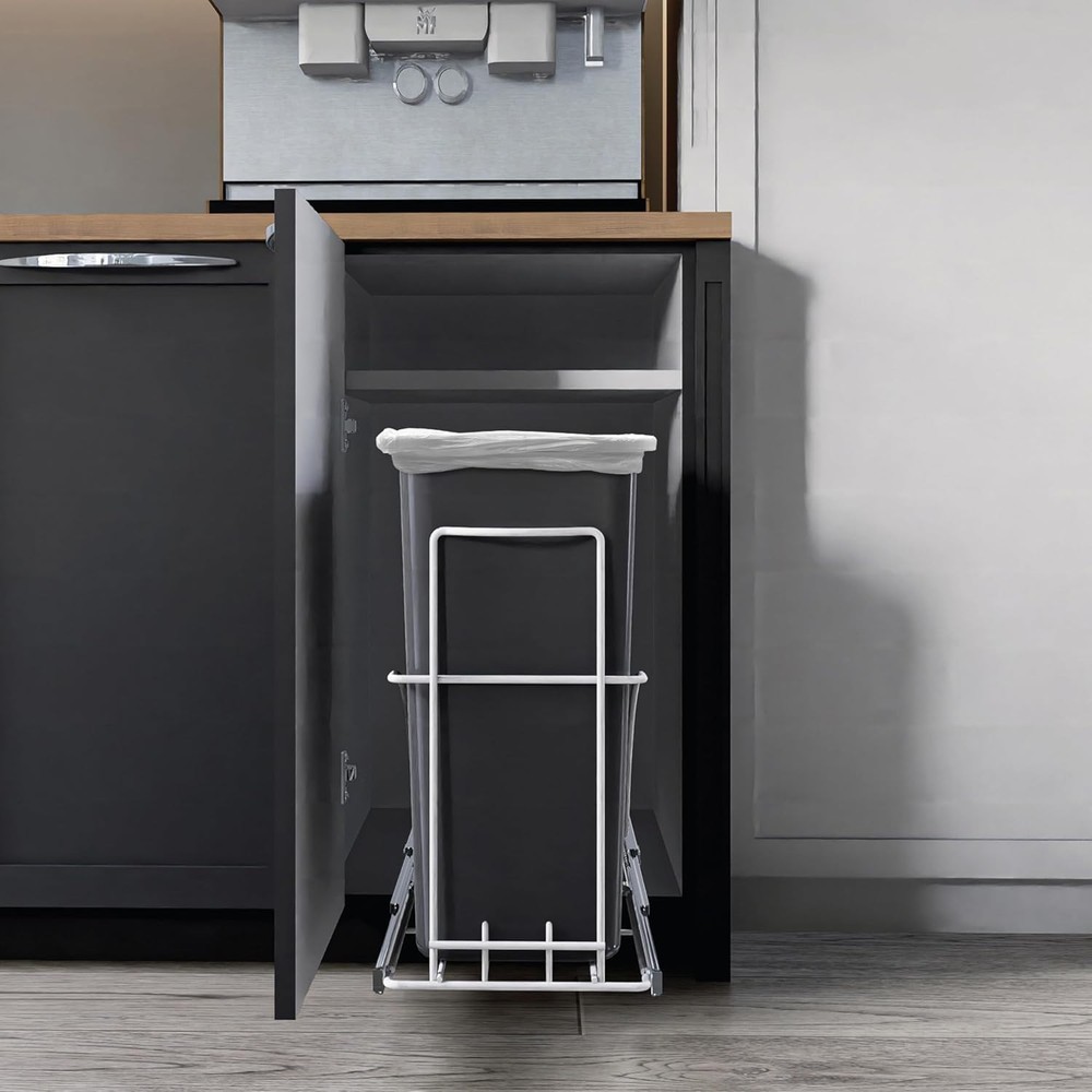 Home Zone Kitchen 29L Single Pullout Sliding Trash Can Under The Counter Bin