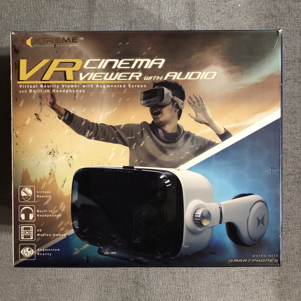 VR Cinema Viewer With Audio. Virtual Reality Headset.