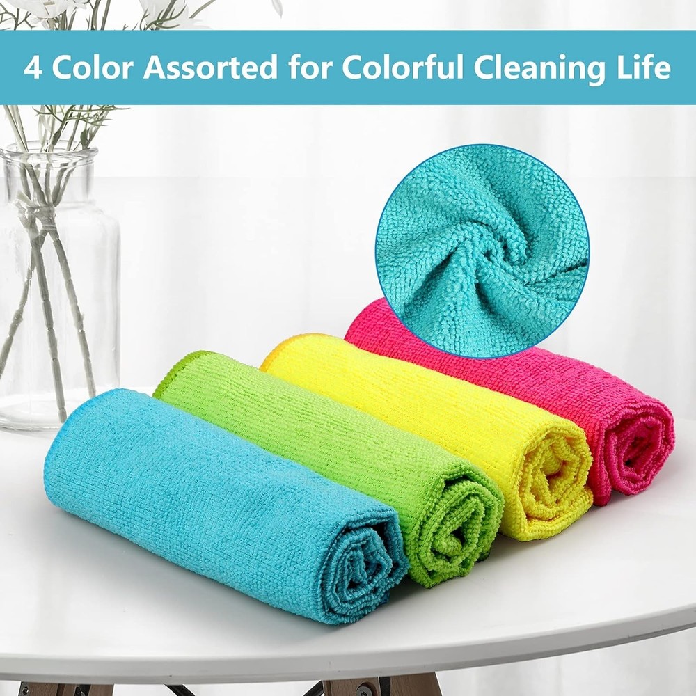 24 Pack Microfiber Cleaning Cloths - Eco-Friendly, Scratch-Free & Absorbent