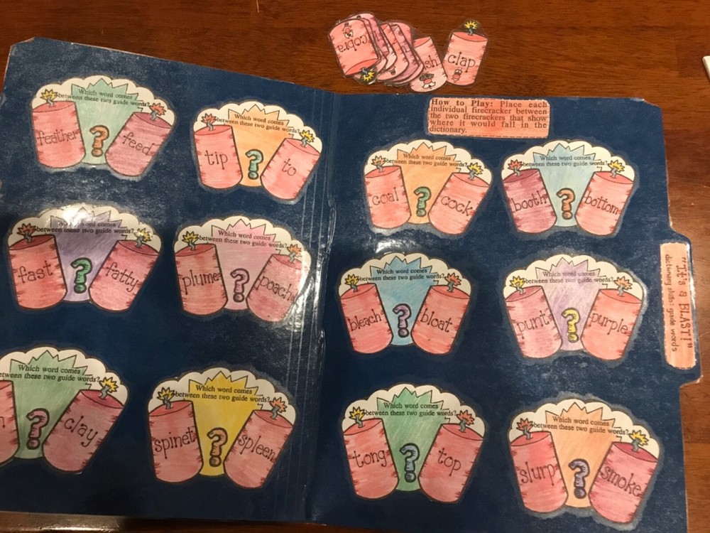 It’s a Blast! Guide words 1-4 grades language arts file folder game