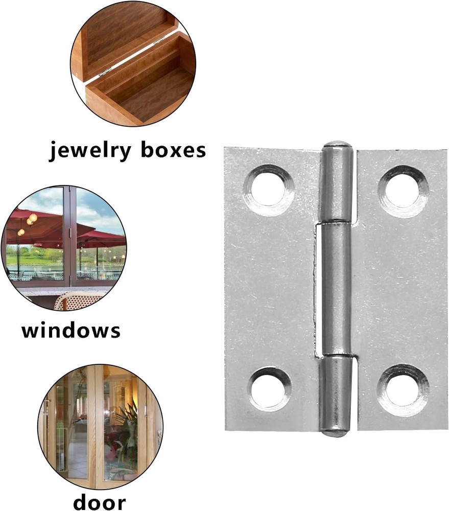 Durable 1.5" Mini Hinges - 6-Pack Rust-Resistant Craft & Cabinet Hinges
