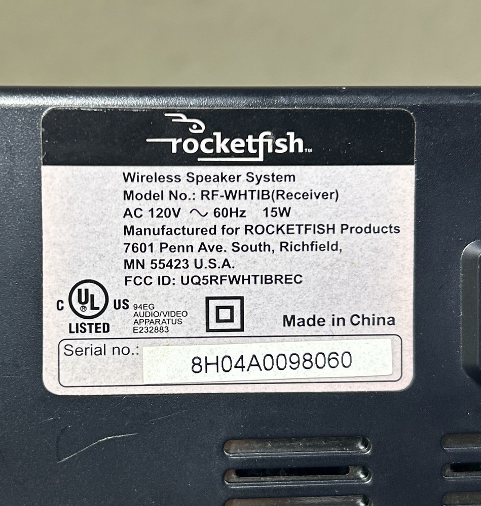 Rocketfish RF-WHTIB Receiver Only for Universal Wireless Speaker System Black