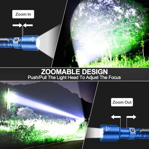 Flashlights High Lumens Rechargeable, Super Bright Long Range Small 2 Blue