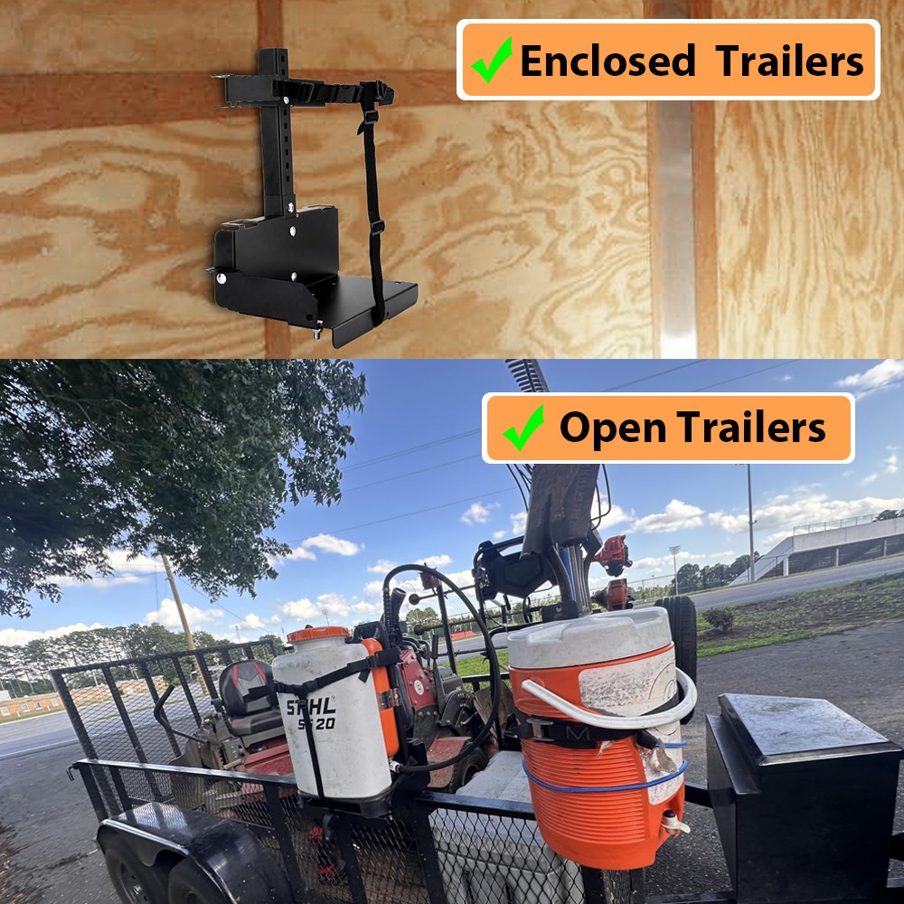 Adjustable Backpack Sprayer Rack Black for Landscape Trailers/Enclosed Trailers