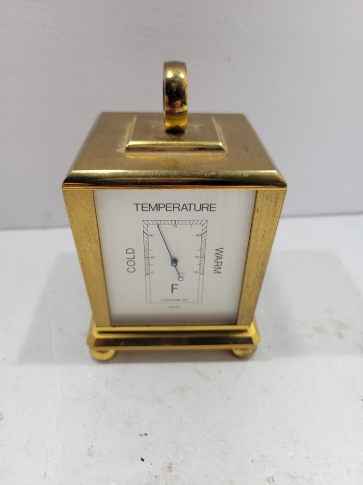 Hamilton Transistorized Weather Stations Desk Square Shaped Analog Clock - Gold