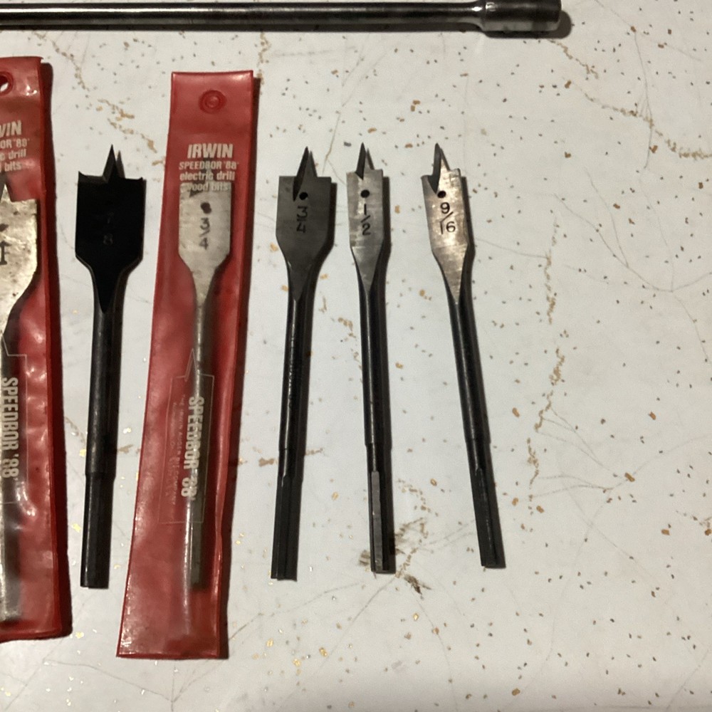 Vintage Irwin Speedbor Paddle Bits And 13” Extension